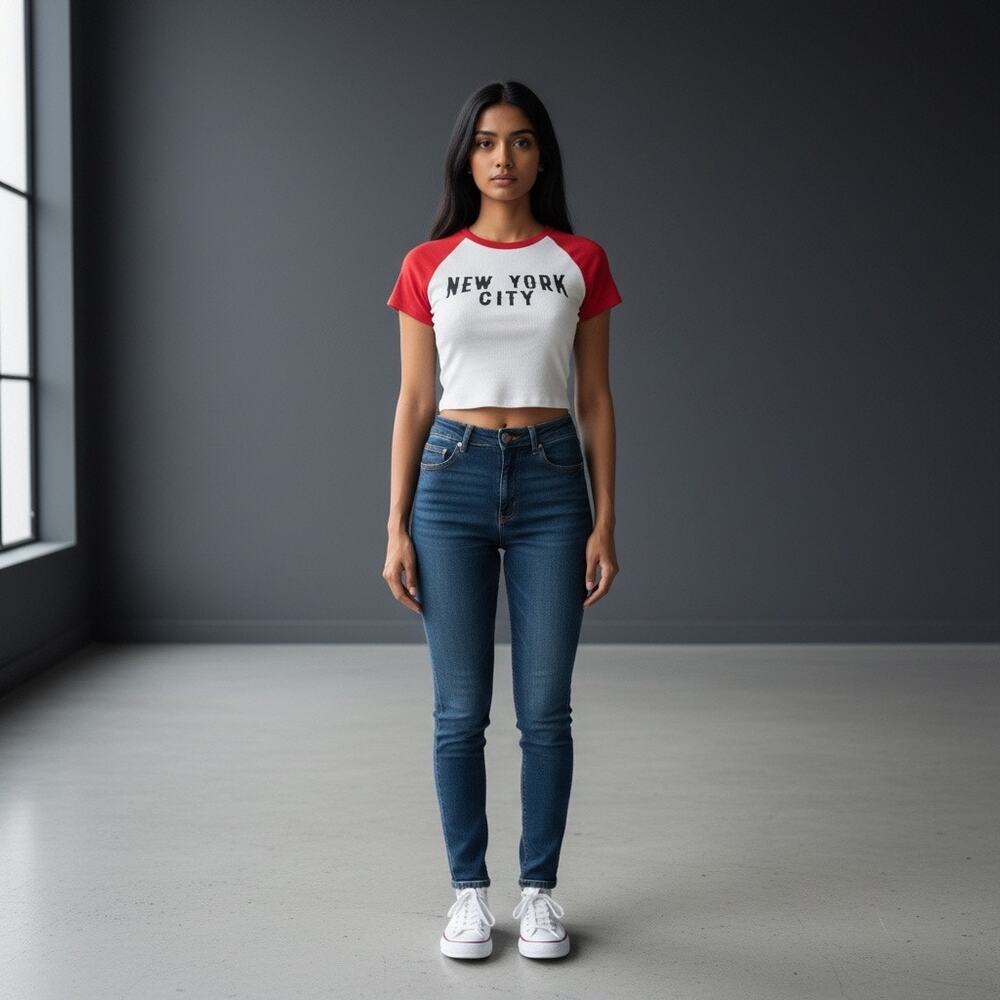 New York City Baby Tee size medium cropped graphic baseball tee streetwear shirt
